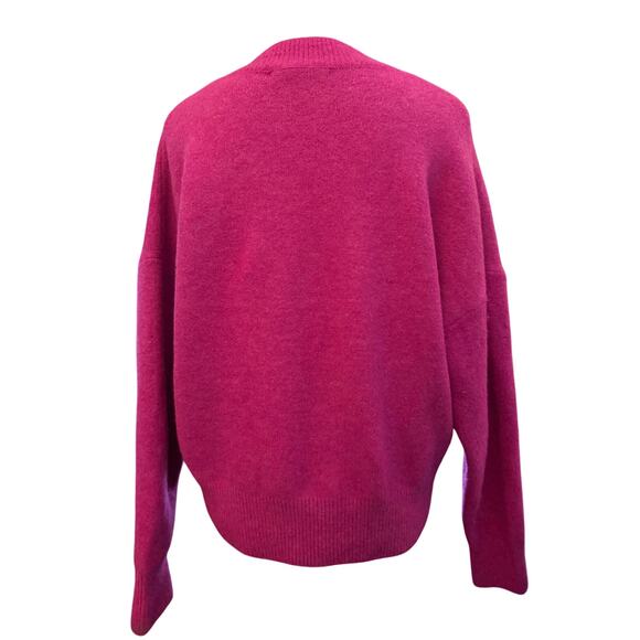ZARA Barbie Hot Pink V-Neck Sweater, Size Medium - Picture 4 of 6
